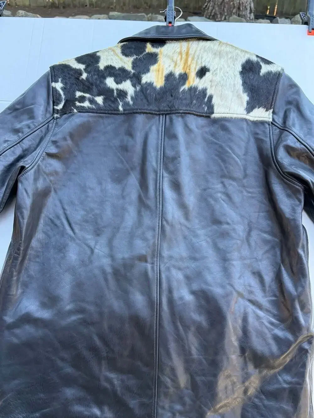 M. Julian Wilsons Leather Men's Genuine Leather Jacket with Cowhide Fur Yoke